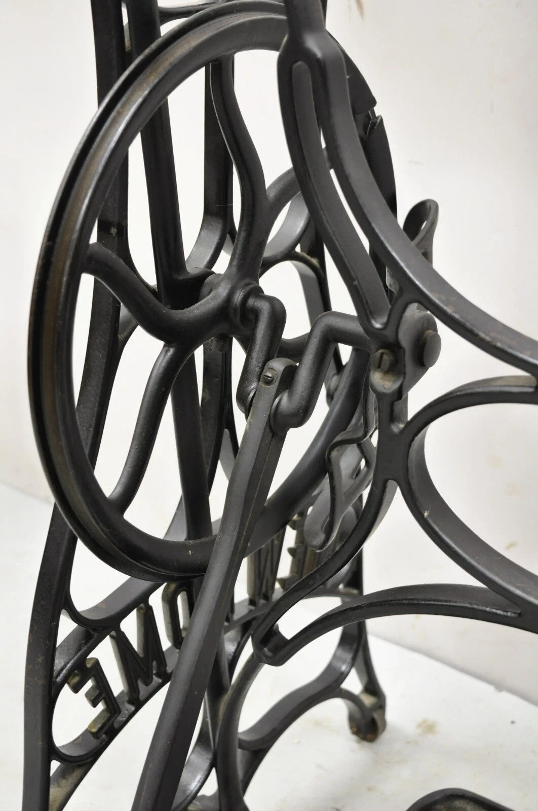 Antique Black Cast Iron Treadle Sewing Machine Table Base by New Home
