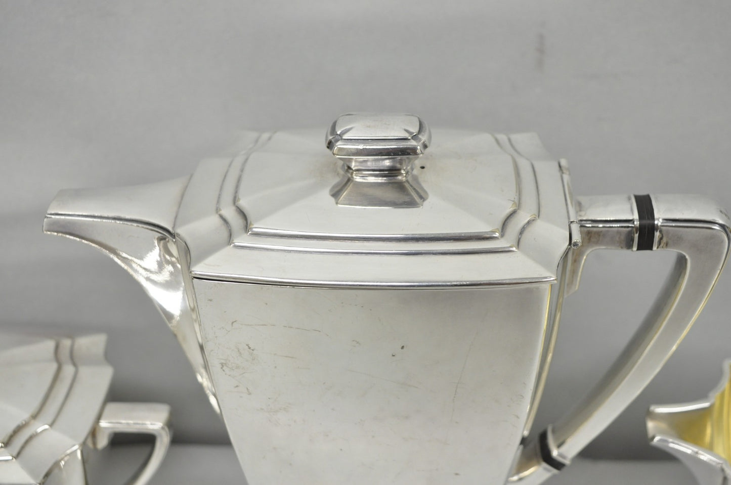 Antique 1847 Rogers Bros "Legacy" Art Deco Silver Plated Tea Set - 3 Pc Set