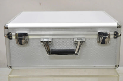 Modern Silver Aluminum Metal 17" Hard Case Storage Box Briefcase Carry On Bag