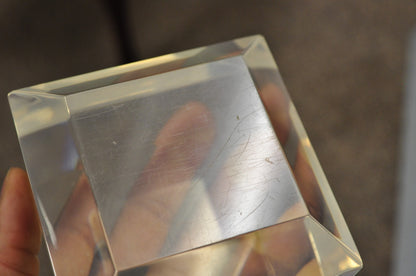 Vintage Mid Century Modern Thick Clear Lucite Sculptural Desk Paperweight