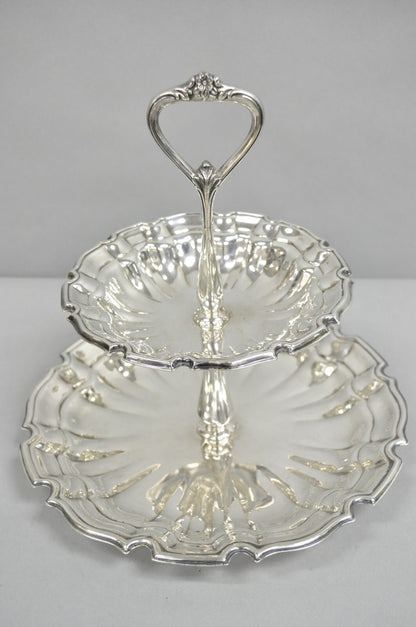 Towle Victorian Silver Plated 2 Tier Scalloped Pastry Serving Display Platter