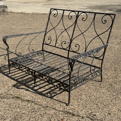 Vintage Salterini Style Wrought Iron Settee Loveseat by Florentine Craft Studio