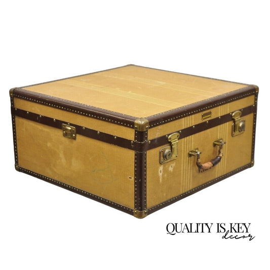 Vintage Hartmann Trunk Co Pathfinder Imperial Canvas Suitcase Luggage Hat Trunk