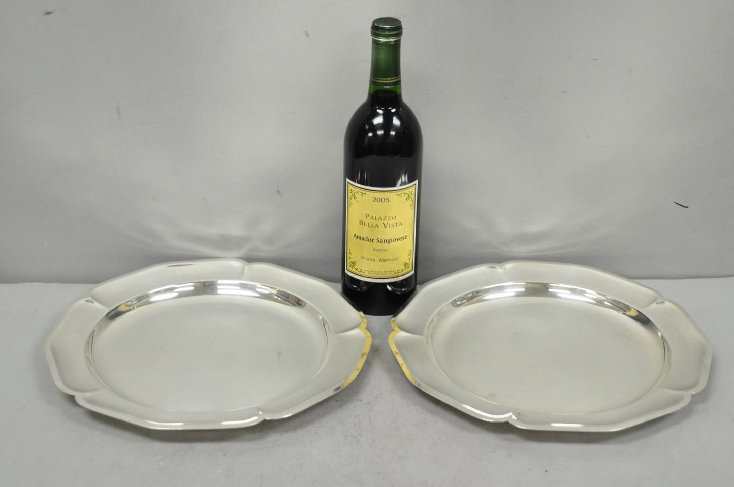 Vintage International Silver Co 221 Modern Silver Plated 12" Platter Dish - Pair
