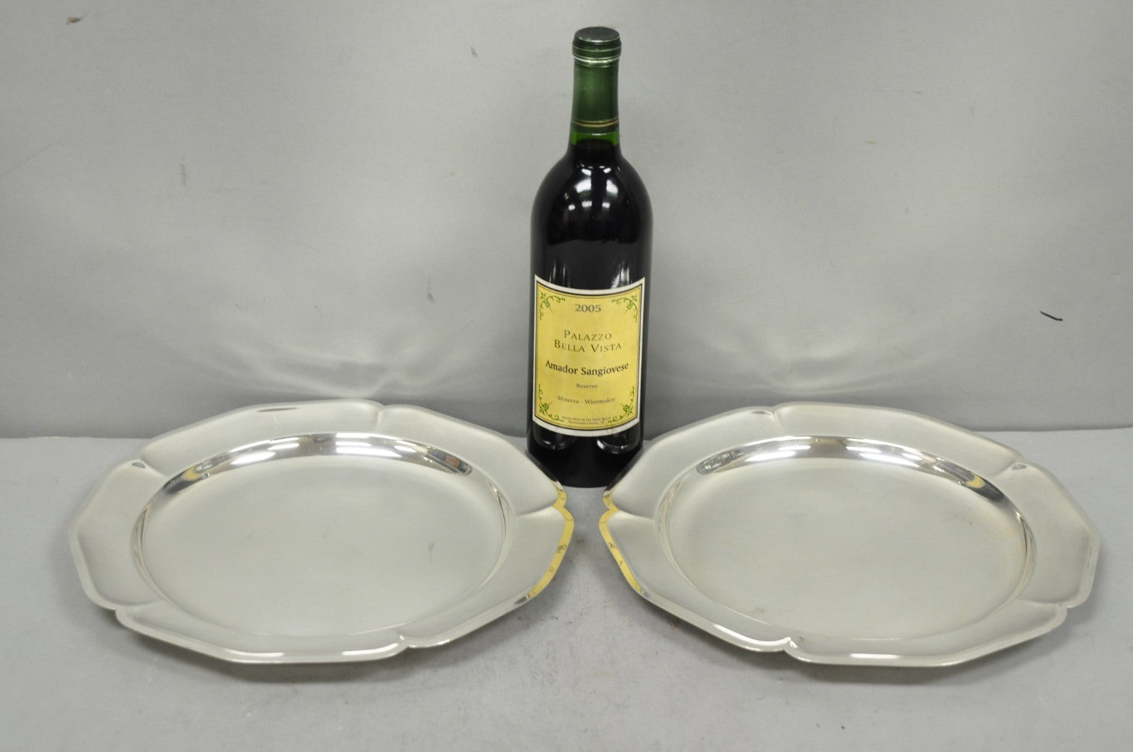 Vintage International Silver Co 221 Modern Silver Plated 12" Platter Dish - Pair