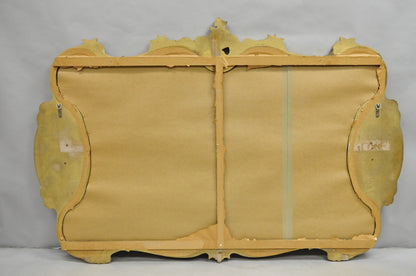 Vintage French Rococo Large Gold Wall Mirror with Bisque Figural Lovers Plaques