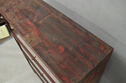 Vintage Industrial Steel Metal Faux Woodgrain Painted Stack Barrister Bookcase
