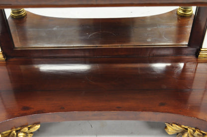 Antique American New York Classical Marble Top Mahogany Console Pier Table