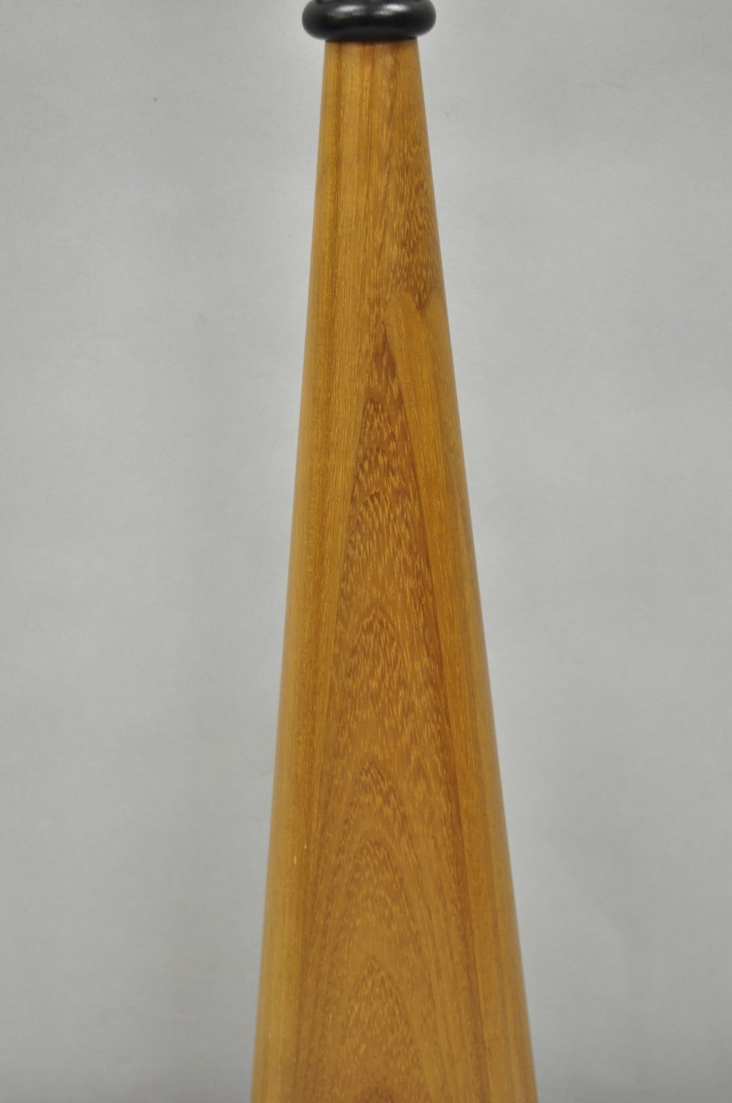 Vintage Mid Century Danish Modern Teak Wood Cone Pyramid Modernist Table Lamp