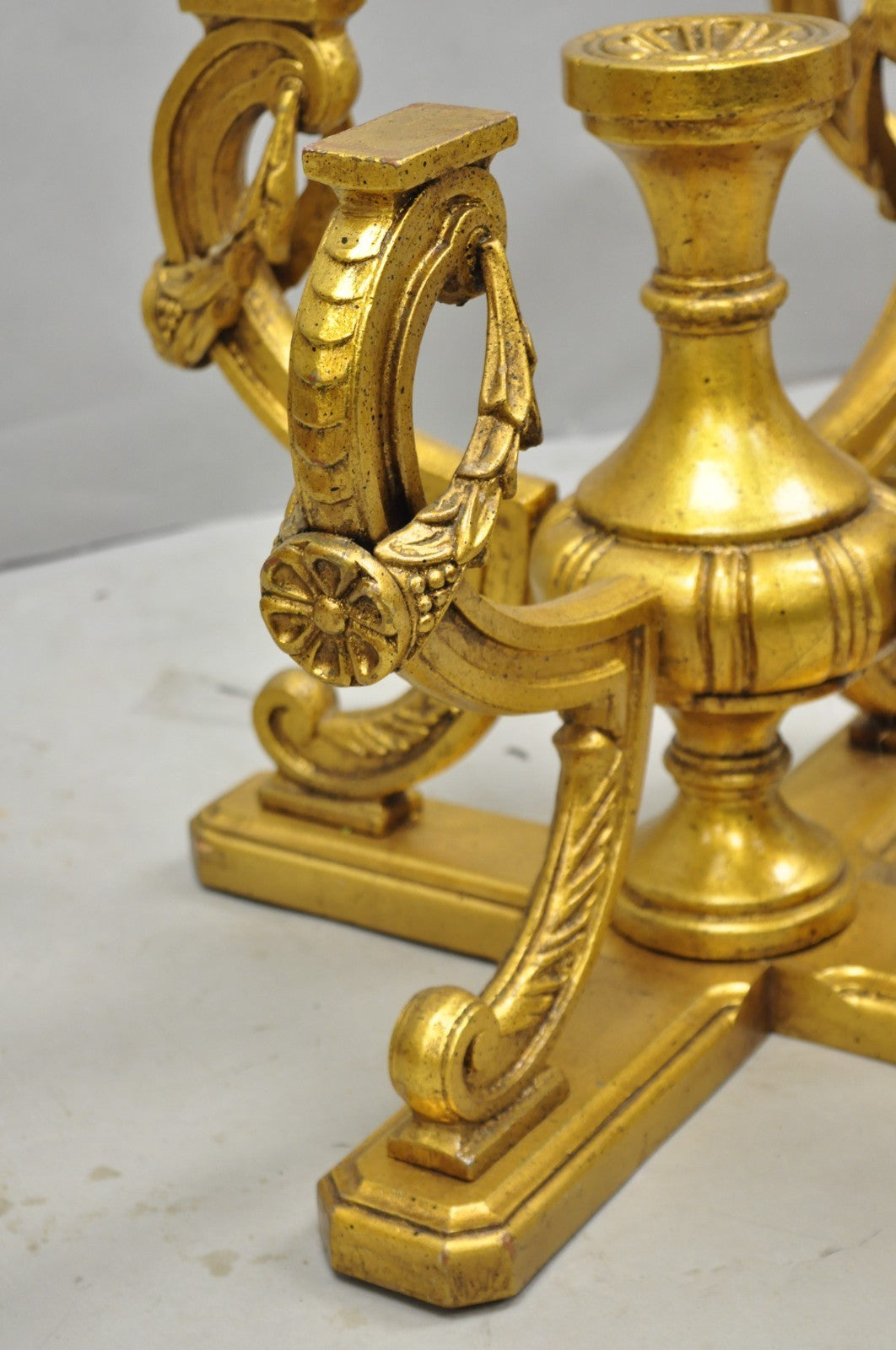 Vintage Italian Hollywood Regency Gold Gilt Metal Double Pedestal Coffee Table