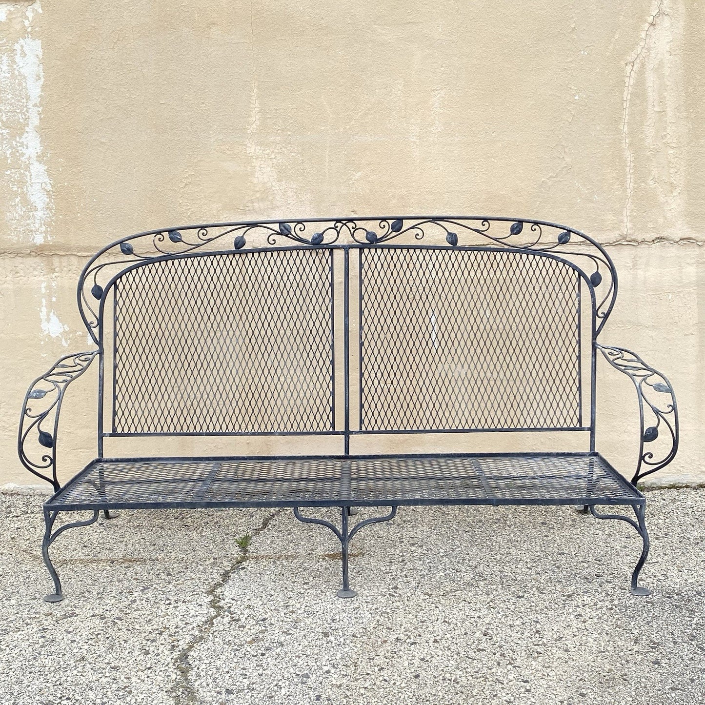 Vintage Salterini Art Nouveau Wrought Iron Garden Patio Sofa Chair Set - 4 Pcs
