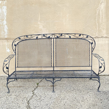 Vintage Salterini Art Nouveau Wrought Iron Garden Patio Sofa Chair Set - 4 Pcs
