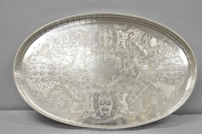 Vintage Viners of Sheffield Edwardian Silver Plated Raised Gallery Oval Tray