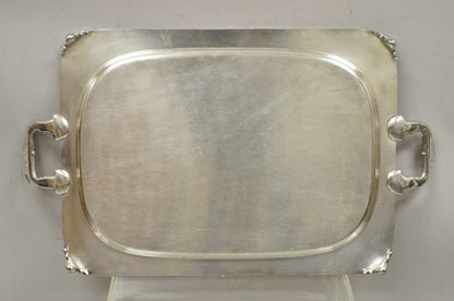 Vintage English Victorian Twin Handle Silver Plated Bar Serving Platter Tray