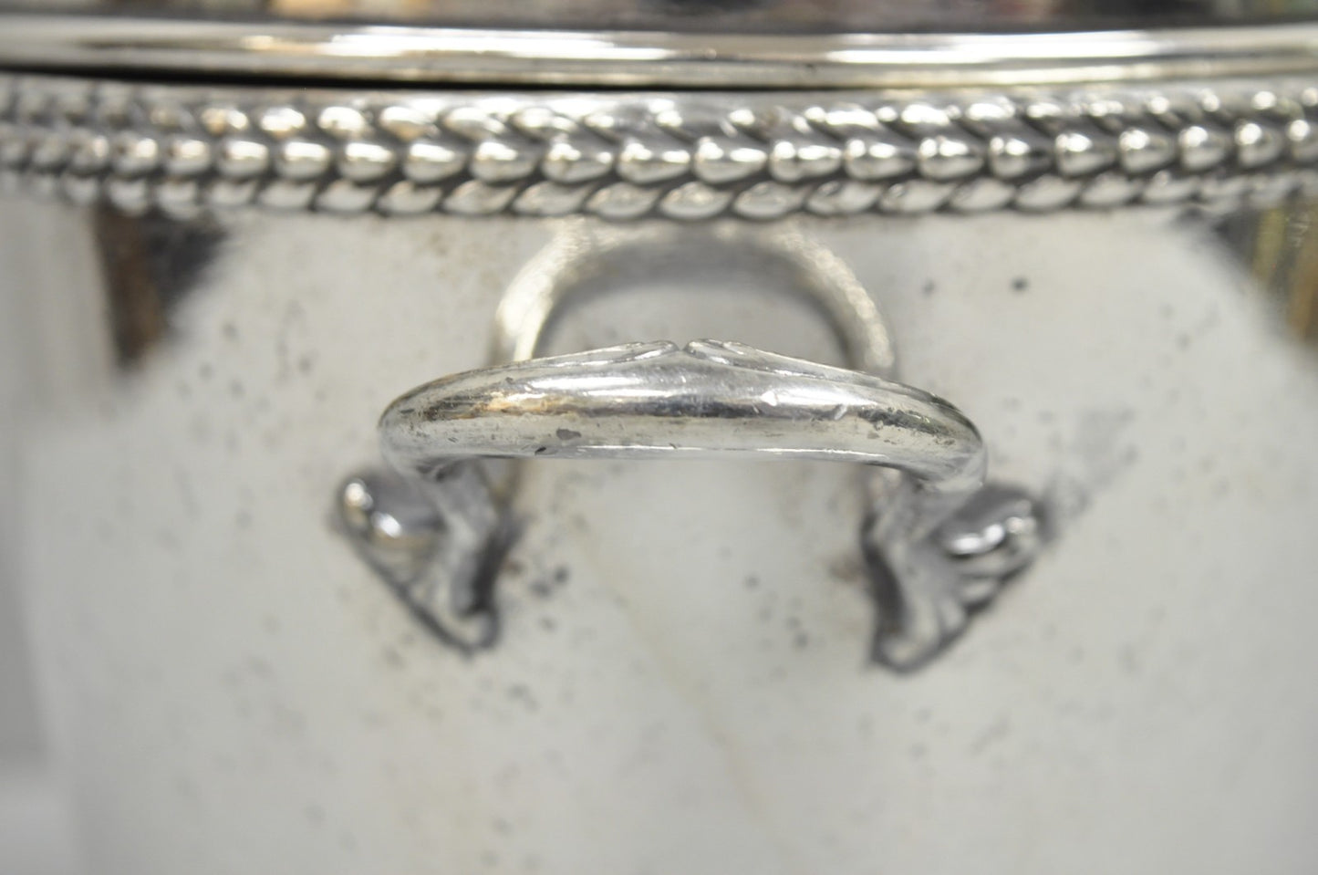 Vintage Art Deco Modern Silver Plated Lidded Bar Ice Bucket w/ "MMM" Monogram