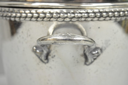 Vintage Art Deco Modern Silver Plated Lidded Bar Ice Bucket w/ "MMM" Monogram
