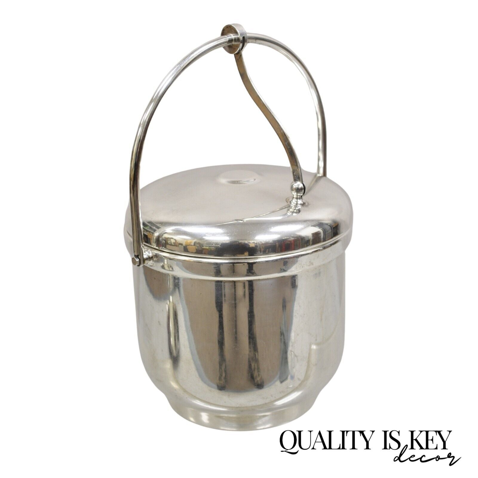 Mid Century Modern Sheffield Silver Vintage Silver Plated Hinged Lid Ice Bucket