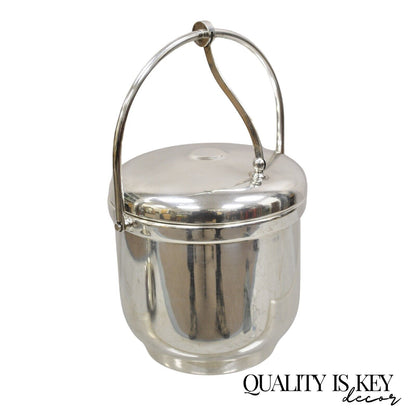 Mid Century Modern Sheffield Silver Vintage Silver Plated Hinged Lid Ice Bucket