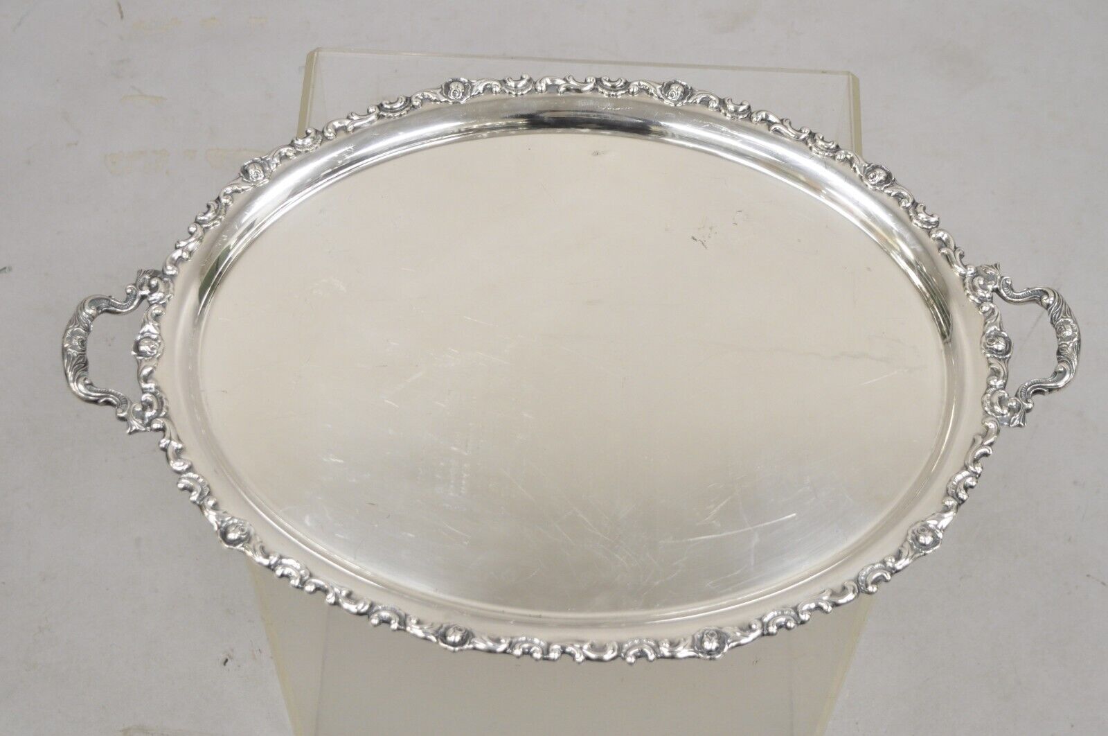 Vintage Alpaka Victorian Style Oval Silver Plated Serving Platter Tray