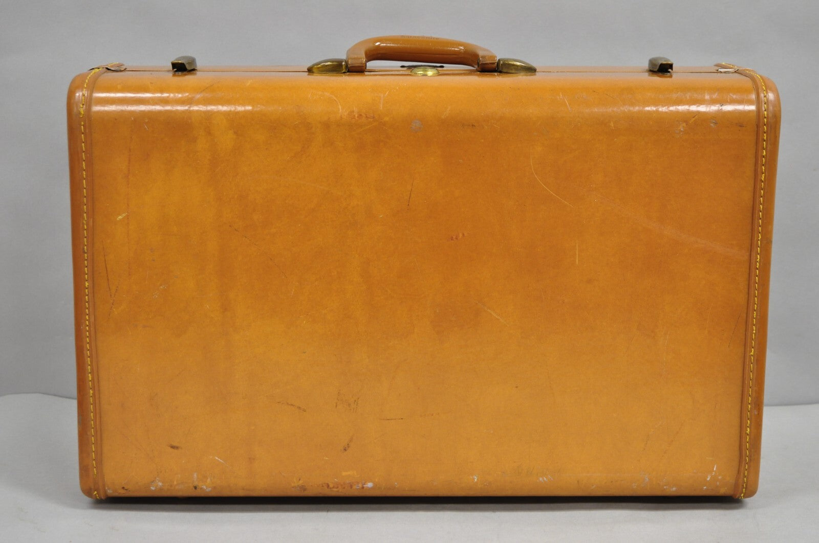 Vintage Samsonite Art Deco Brown Leather Hardcase 21" Suitcase Luggage Bag
