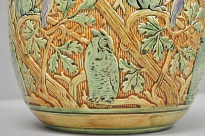 Weller Clinton Art Pottery Green Glazed Squirrel & Acorn Planter Jardinière