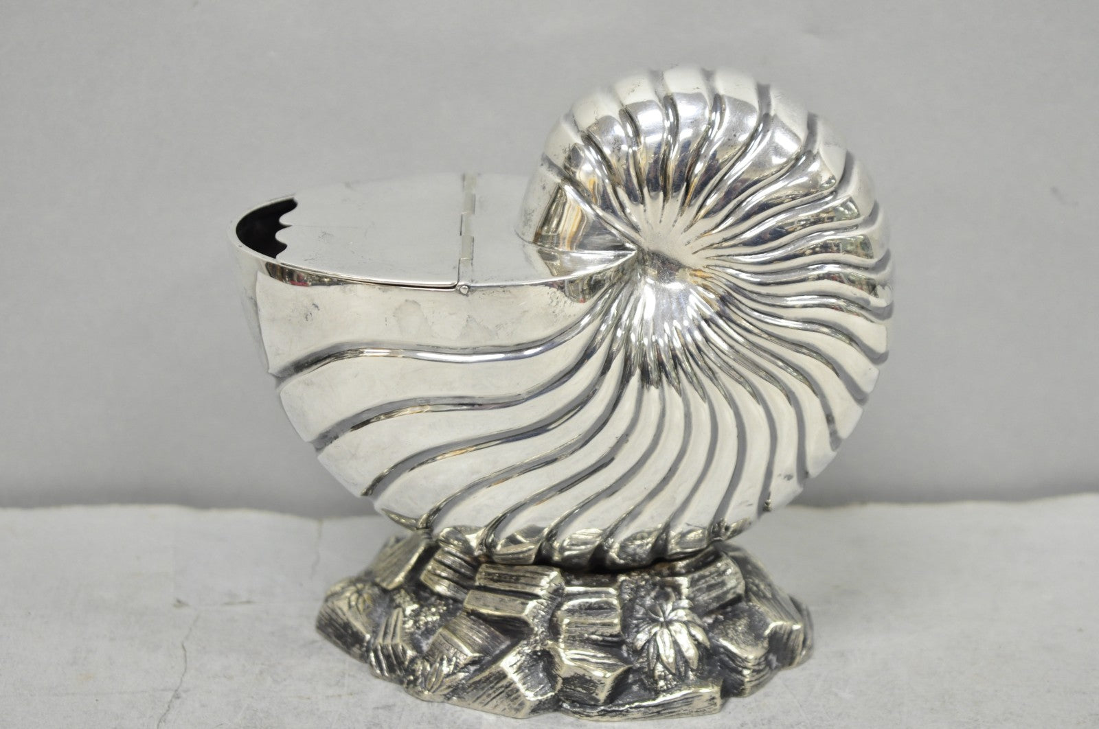 Antique Victorian Silver Plated Nautilus Figural Shell Form Spoon Warmer