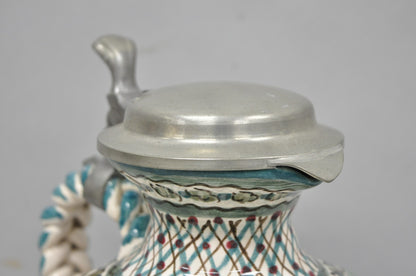 Vintage Keck Keramik Hand Painted Ceramic Pottery German Stein Wine Pitcher