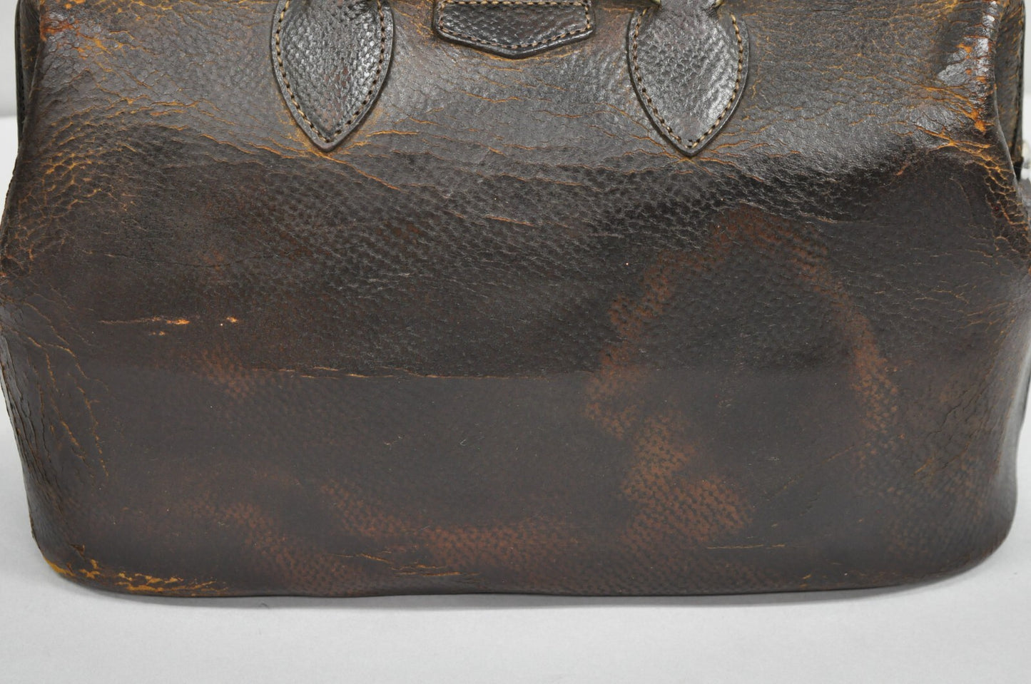 Vintage Art Deco Brown Cowhide Leather Doctor's Bag by Kruse