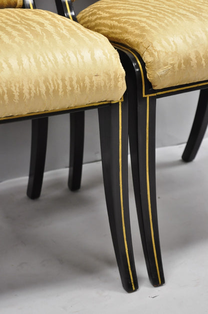 Vintage Regency Style Black Lacquer Klismos Saber Leg Dining Side Chairs - Pair