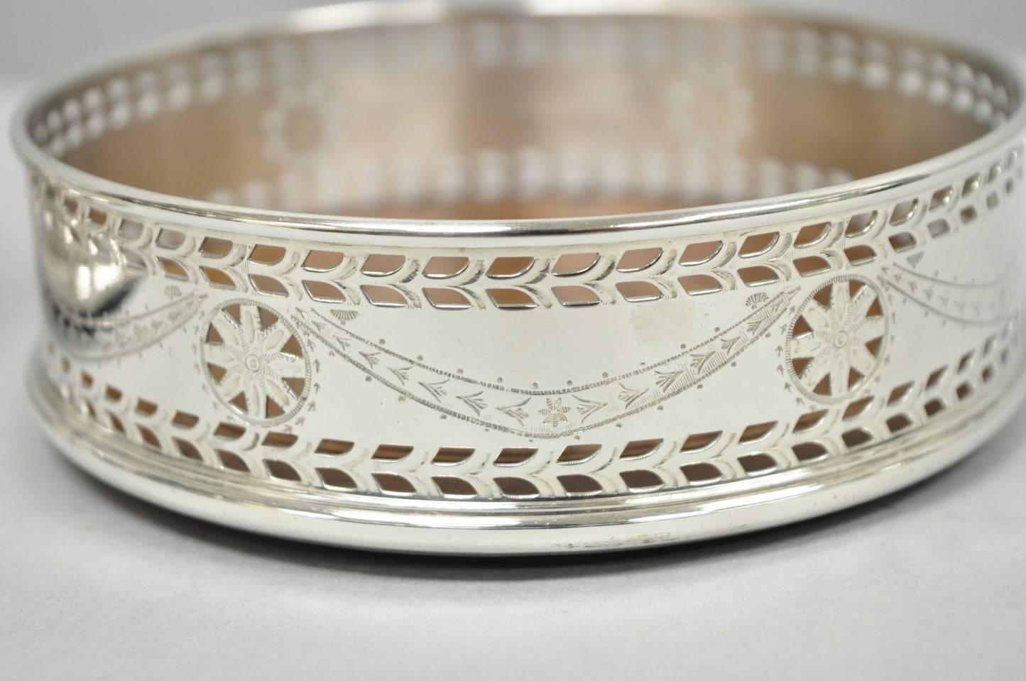 Vintage Stieff Smithsonian Silver Plated Presidential Wine Bottle Coaster - Pair