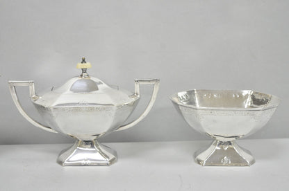 Antique English Art Deco Silver Plated Tea Service Set by BSCEP (5329) - 4 Pcs