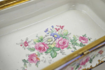 Antique French Victorian Porcelain Hand Painted Hinged Jewelry Trinket Box