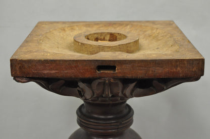 Antique American Empire Carved Mahogany Cannonball Paw Foot Pedestal Table Base