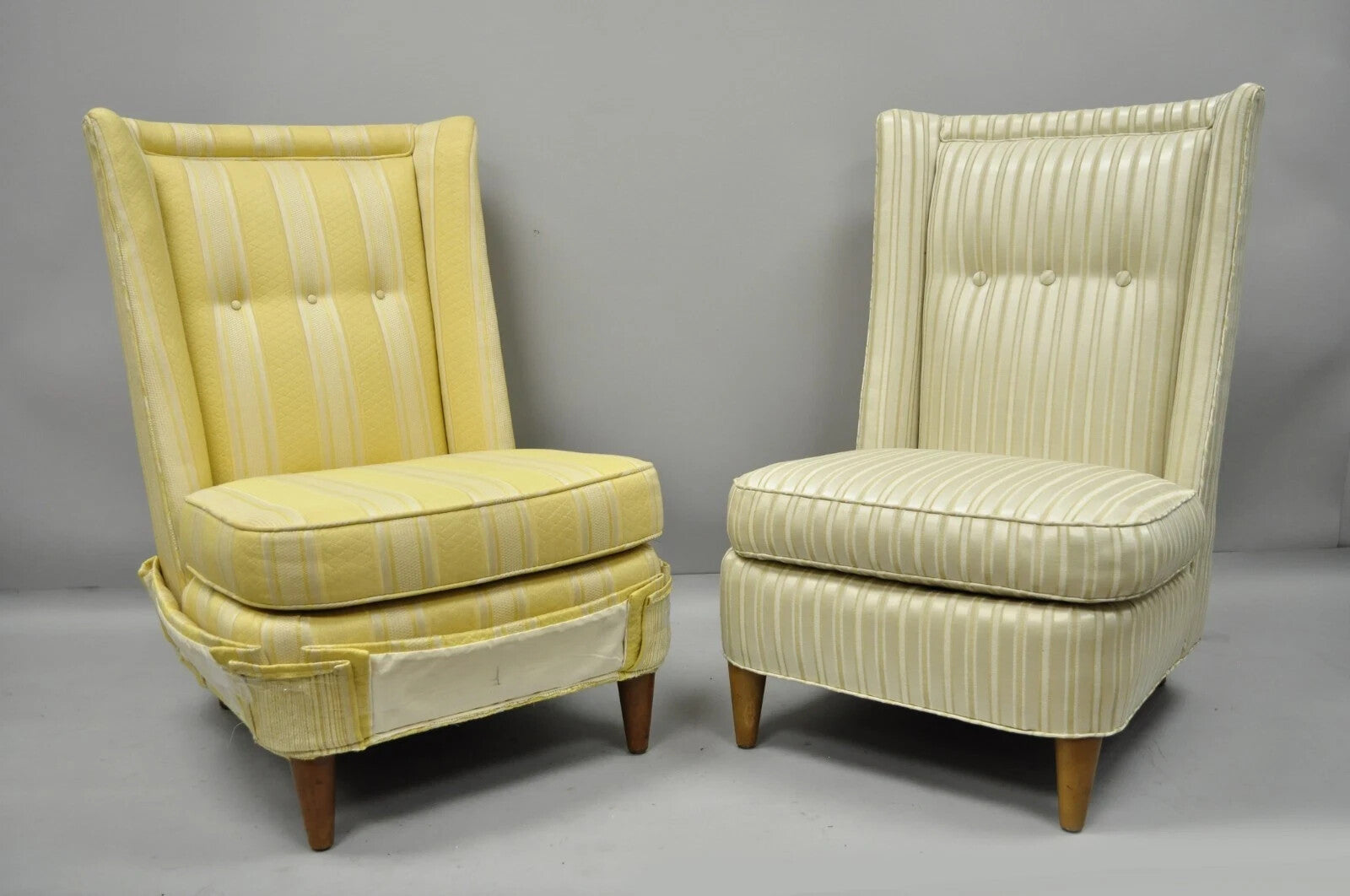Paul Laszlo Mid Century Modern Upholstered Barrel Wing Back Slipper Lounge Chair