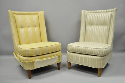 Paul Laszlo Mid Century Modern Upholstered Barrel Wing Back Slipper Lounge Chair