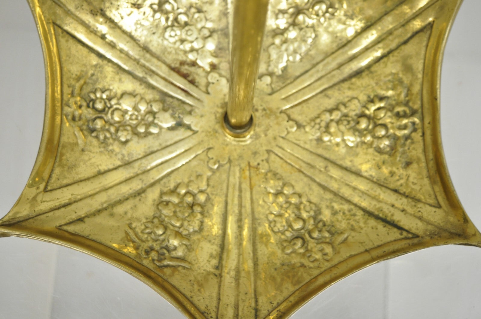 Vintage English Victorian Style Brass Umbrella Cane Stand w/ Serpent Handle