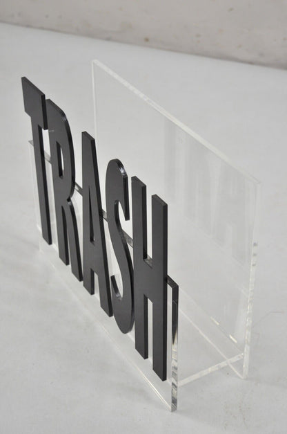 Vintage Mid Century Modern Pop Art "Trash" Lucite Acrylic Magazine Rack Stand