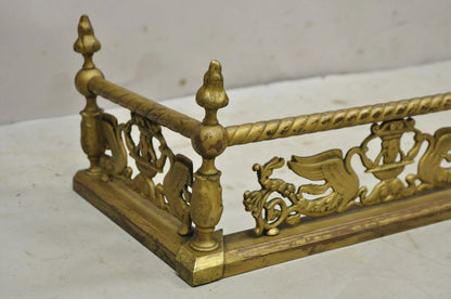 Antique Victorian Figural Swan Bird Twisted Brass 48" Fireplace Fender Surround