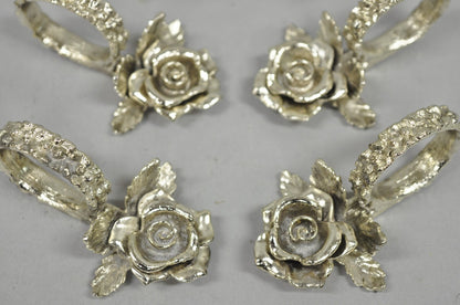 Vintage Princess House Victorian Rose Silver Plated Napkin Rings - 7 Pc Set