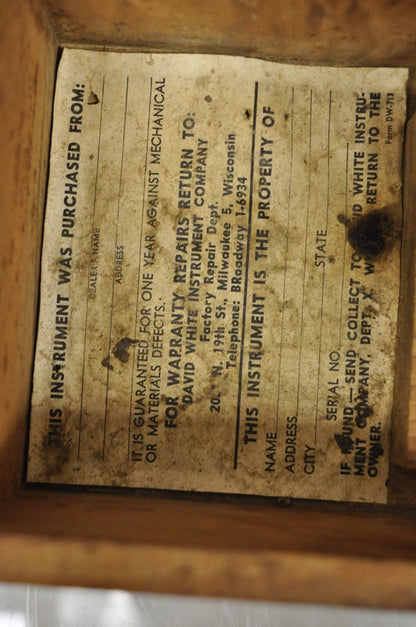 Vintage David White Instrument Surveying Equipment Plane Utility Level Oak Case