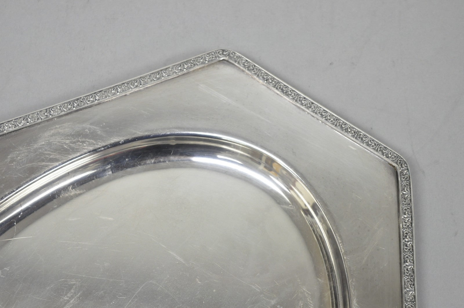 Antique Victorian Andover SP Co Silver Plated Octagonal Serving Platter Tray