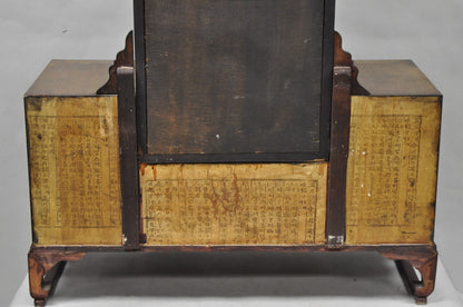 Antique Japanese Wood & Brass Small Low Kyodai Vanity Dressing Table with Mirror