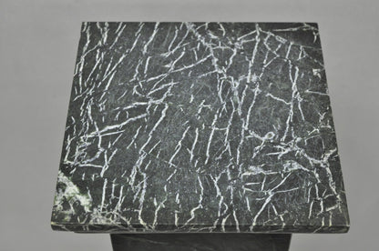 Vintage Italian Classical Style Dark Green Marble Square Column Pedestal Stand