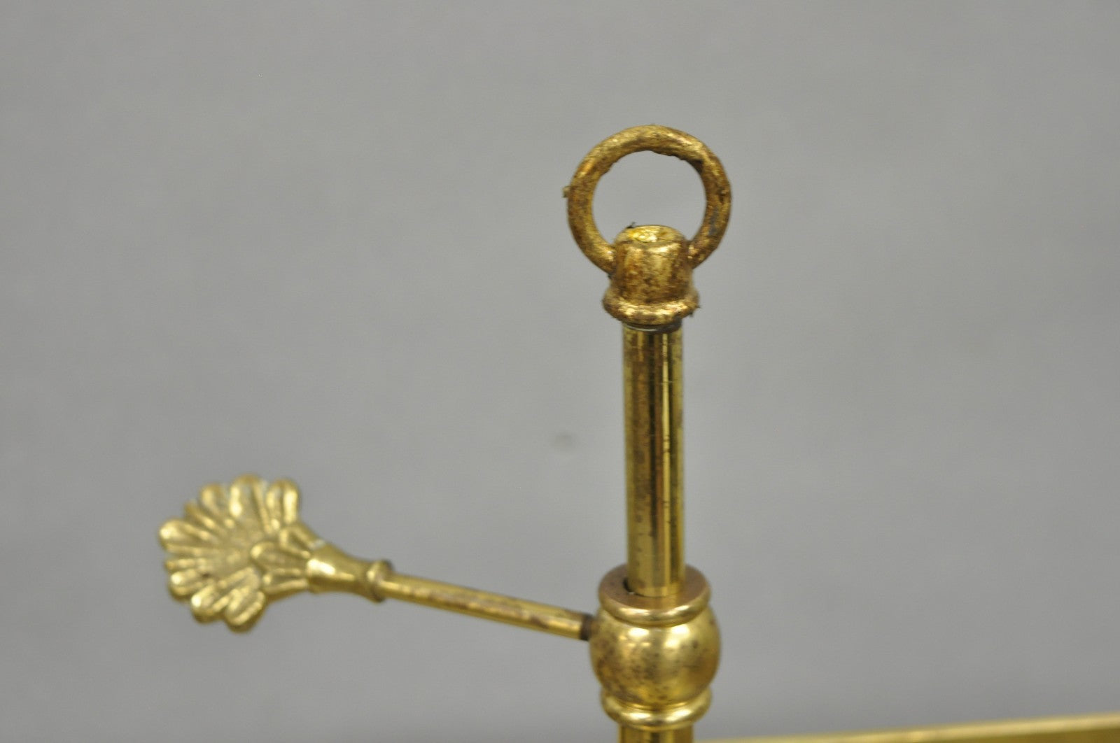 Vintage French Empire Style Brass Candlestick Bouillotte Desk Lamp w/ Tole Shade