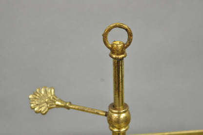 Vintage French Empire Style Brass Candlestick Bouillotte Desk Lamp w/ Tole Shade