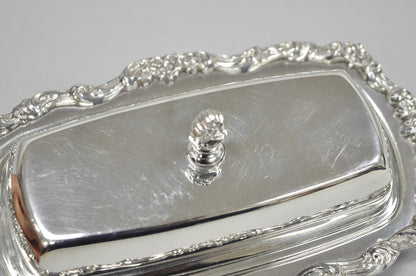 Vintage Lancaster Rose Poole Silver Plated Covered Butter Dish w/ Glass Liner