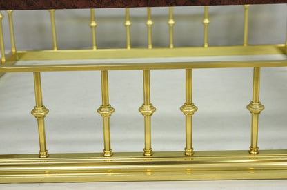 Vintage Erwin Lambeth Burl Walnut Brass Fireplace Fender 42" Square Coffee Table