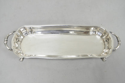 Vintage English Regency Silver Plated Paw Foot Scalloped Narrow Trinket Dish