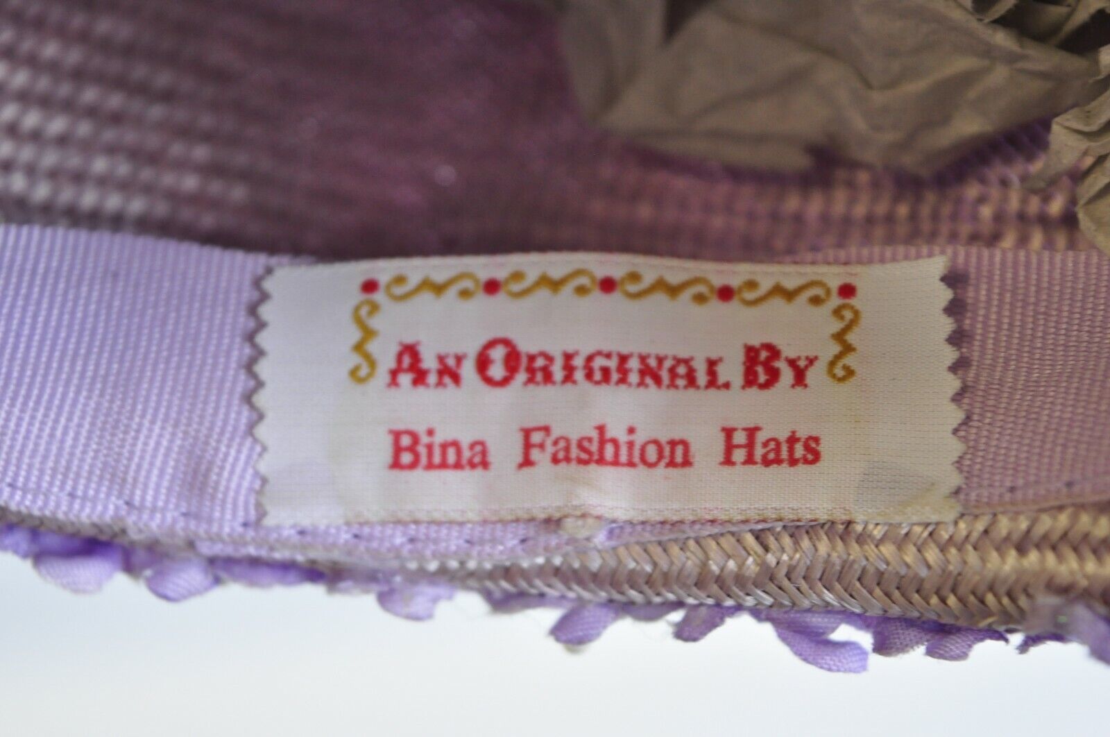 Vintage Bina Fashion Hats Purple Lavender Floral Jeweled Beaded Church Derby Hat