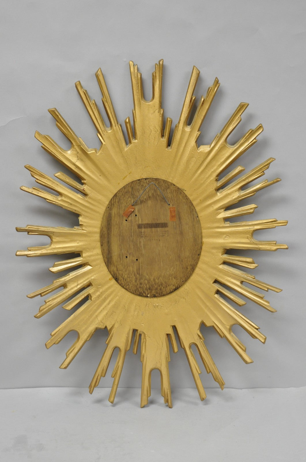 Vintage Italian Hollywood Regency Gold Gilt Sunburst Convex Bullseye Wall Mirror